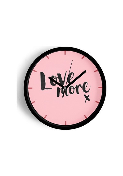 Love More '' Yazıllı Modern Tasarım Duvar Saati - 30cm - Önü Camlı Siyah Kasa - Sessiz Mekanizma-jh0293 Siyah