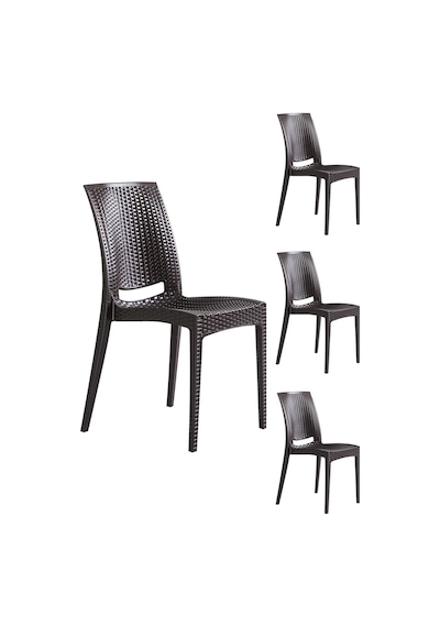 4 Adet Rattan Kahve Sandalye / Balkon-bahçe-teras