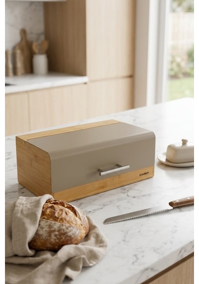 Cooker Viona Metal Kapaklı Bambu Ekmek Kutusu Ckr4540 Bej