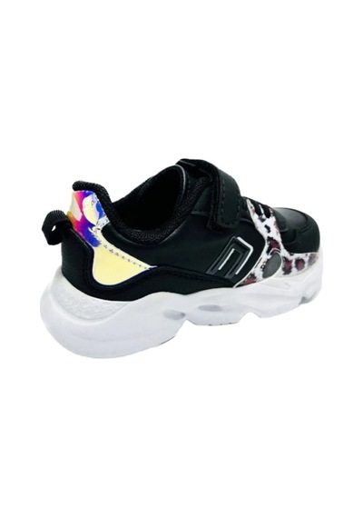 Cool Unisex Çocuk Cırtlı Rahat Günlük Sneaker Spor Ayakkabı Tokyo Leopar Siyah Kahverengi - Siyah