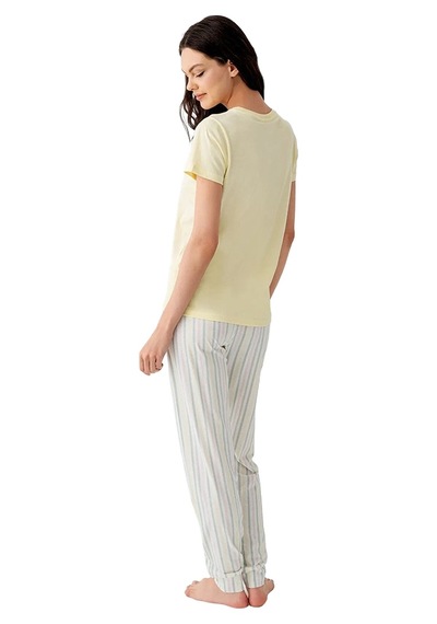 Arnetta Ar3571-s Kadın Yazlık Kısa Kol Pijama Takım Sarı