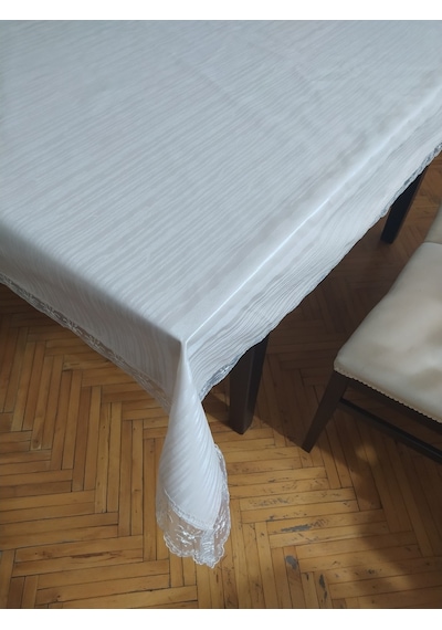 Masa Örtüsü Pvc Dantel Kenar Çizgili Motif