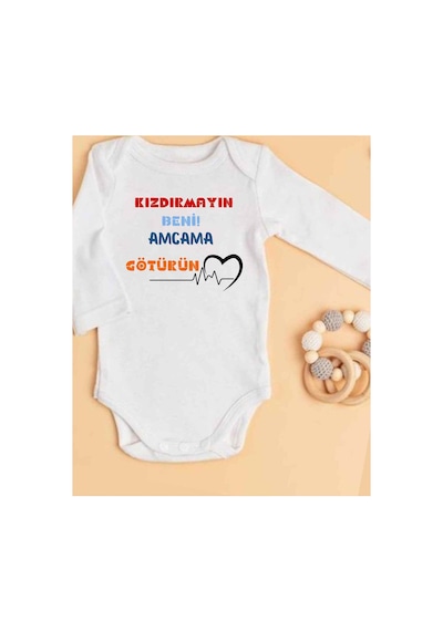 Lupi Amca Yazılı Bebek Zıbın % 100 Pamuk 45 ekru
