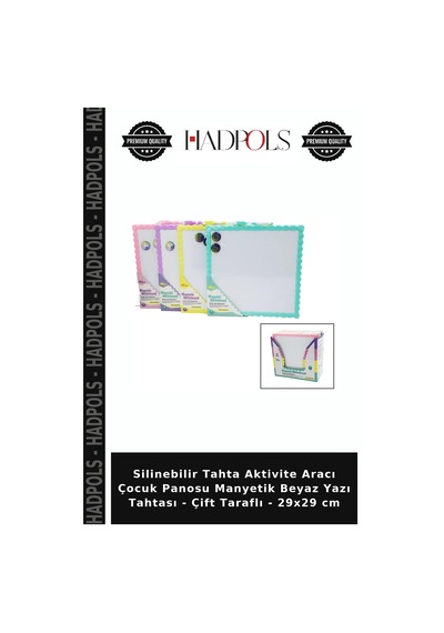 Silinebilir Tahta Aktivite Aracı Çocuk Panosu Manyetik Beyaz Yazı Tahtası - Çift Taraflı - 29x29 Cm Çok Renkli