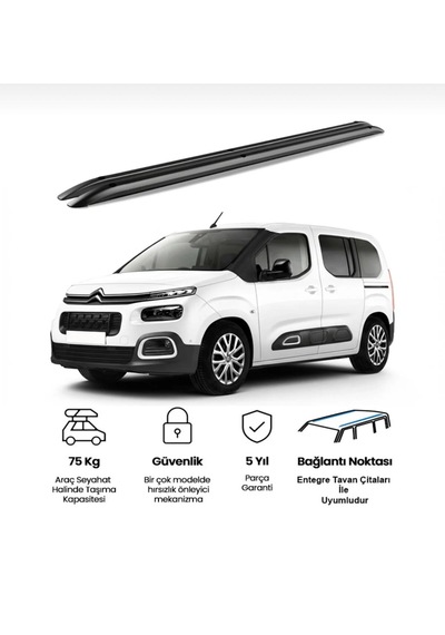 Türkmen Citroen Berlingo Premium Tavan Çıtası Alüminyum Siyah 2019 Ve Sonrası