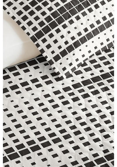 Siyah Geometrik Modern Genç Odası Tek Kişilik Pike Takımı-minimal 160x220cm Kapitone Yatak Örtüsü Dokulu Dere Serabı