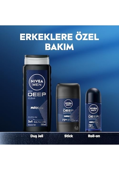 Erkek Roll On Deodorant Deep Dimension 50 Ml,72 Saat Ter Ve Ter Kokusuna Karşı Koruma,maskülen Ferah Koku,aktif Karbo