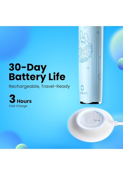 Çocuklar, Elektrikli Diş Fırçası, Ultra Çakmaktaşı 37db, Çocuklar İçin Yumuşak Kıllar, 2 Dakika Zamanlayıcı, 30 Gün Pil Ömrü, Ipx7 Su Geçirmez, 6 Yaş Ve Üstü, Mavi