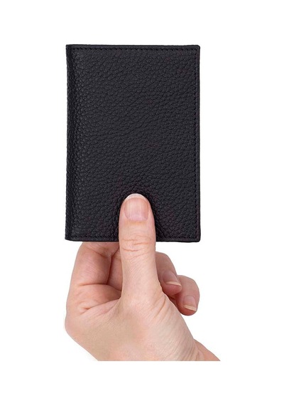 Bloominbag Bloomcard Verta Obsidian Black Hakiki Deri Dikey Kartlık Siyah