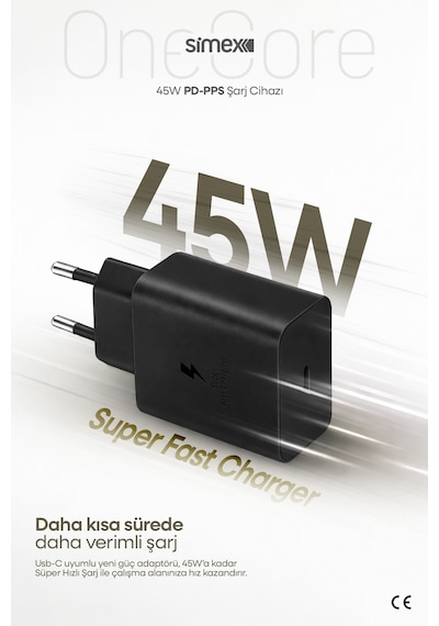 45W Samsung Uyumlu Süper Hızlı Şarj Aleti Type-C Güç Cihazı Adaptörü Başlığı S22 S23 S24 S25 S26 Ultra Plus