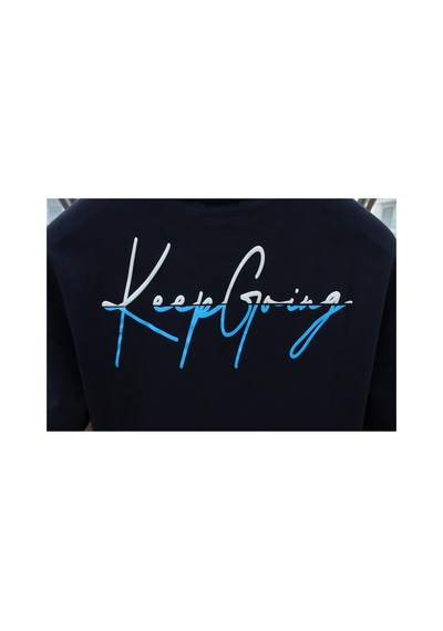 Wild Wood Garment Wild Wood "keep Going" Grafik Baskılı Premium Oversize T-shirt Lacivert