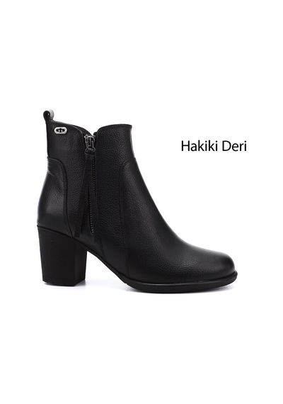 Gönderi(R) Gönderi R Kadın Siyah Floter Fermuarlı Kalın Topuklu Hakiki Deri Bot Gkzb13410406 Siyah Floter