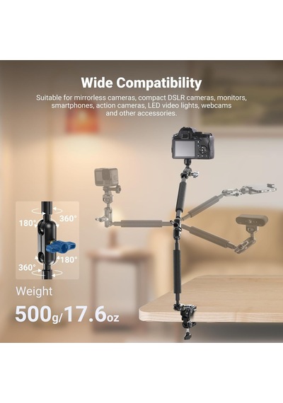 22 "sihirli Kol W Masa C Kelepçe, Mic Boom Kol Eklemli Üstten Kamera Dağı 1/4 "3/8" Arrı İçin Konular, Telefon Mikrofon Webcam Eylem Kamera Video Işık İçin Masaüstü Standı Tutucu Ua057