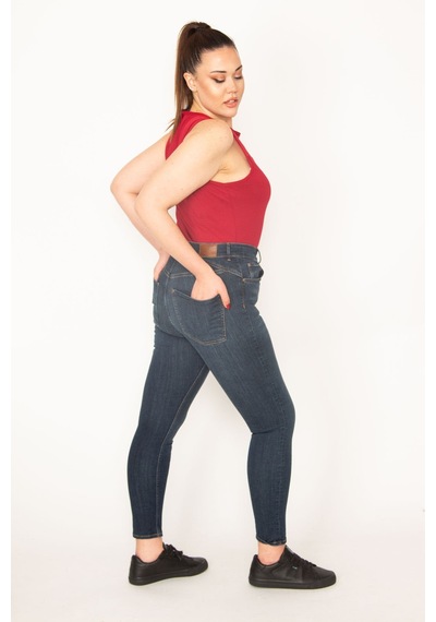Şans Kadın Lacivert 5 Cep Likralı Süper Skinny Jean Pantolon 65n35381-lacivert Lacivert
