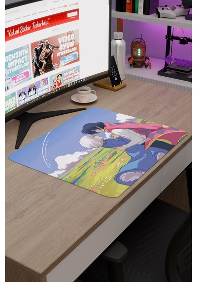 Howl's Moving Castle Dikişli Kauçuk Oyuncu Mousepad V1 - 48x40 Xl Gaming Mouse Pad