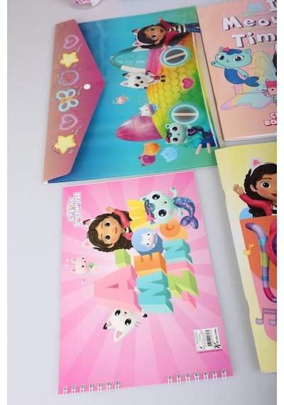 X Dekomus Lisanslı Gabby S Dollhouse Premium Kırtasiye Seti Saplı Çanta,boyama Kitabı,resim Defteri,bloknot, Altın