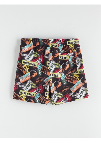 Lcw Swımwear Siyah Kısa Boy Desenli Erkek Deniz Şortu