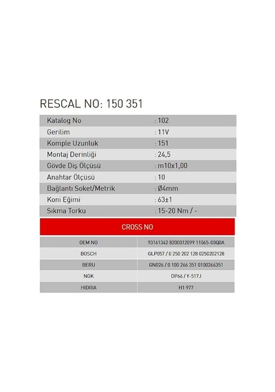 Isıtma Bujisi - Nissan - Infiniti - Opel - Renault - Dacia - Et150351