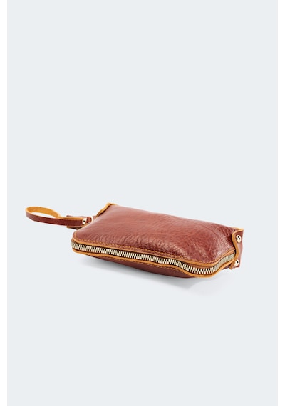 Westbag Unisex Hakiki Dana Derisi Bileklikli El Tutmalı Clutch Çanta Taba