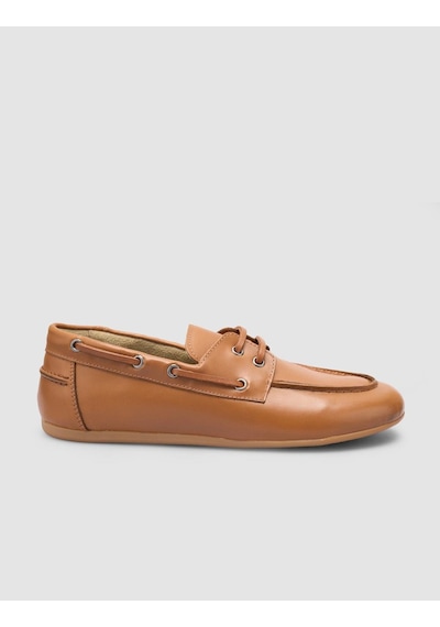 %100 Hakiki Deri Taba Kadın Loafer Taba