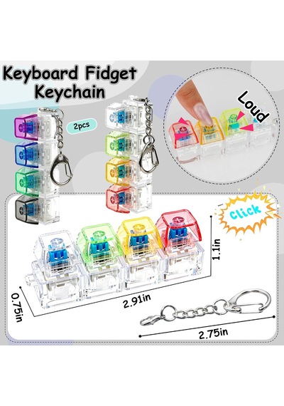 2 Adet Klavye Fidget Oyuncak, Klavye Fidget Anahtarlık 4'ü 1 Arada Klavye Dekompresyon Düğmesi Parmak Tıkırtı Oyuncaklar, Anahtarlık Düğmesi Giderici Fidget Hediyeler Rahatlama