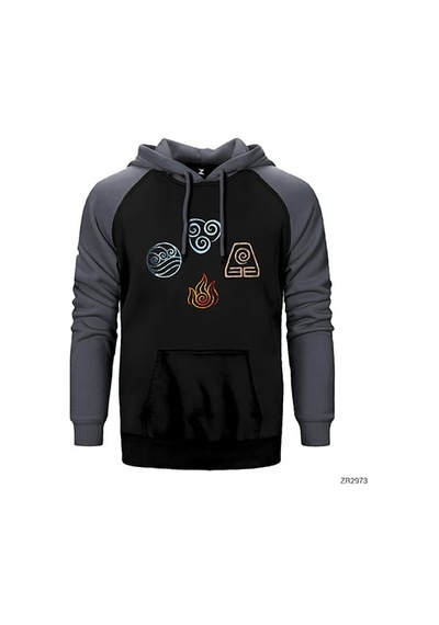 Avatar The Last Air Elements Gri Renk Reglan Kol Sweatshirt / Hoodie