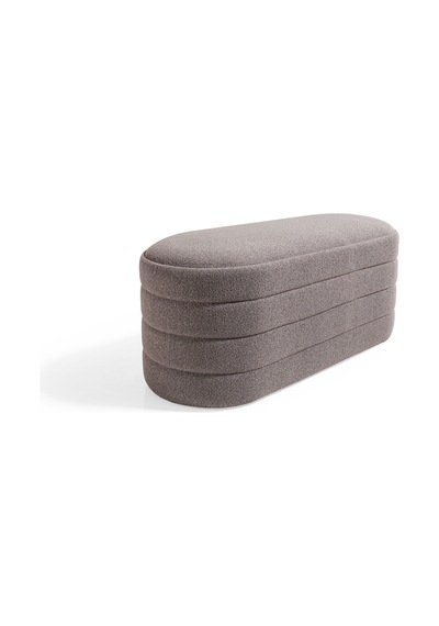 Bench Puf - Yatak Ucu Bench - Cnc Çizgili Modern Bench Modelleri -oturma Bankı -küçük Koltuk Gri