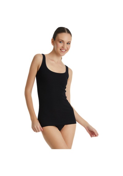 Blackspade Kadın Atlet Fine Rib 1614 - Siyah
