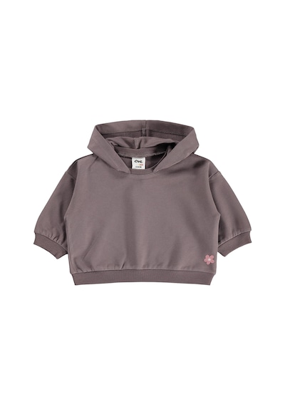 Civil Baby Çiçek Nakışlı Kapşonlu Basic 6-18 Ay Sweatshirt - Kahve