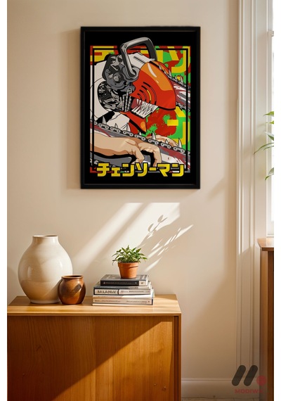 Chainsaw Man Anime Poster, Siyah Çerçeveli Duvar Tablosu - Anime Severlere Özel Hediye