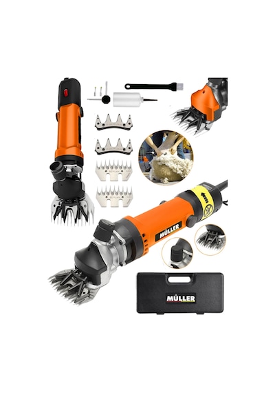 Pro Müller 9600 W Çift Kartlı Motor Korumalı Metal Şanzıman Koyun Keçi Kırkım Makinesi Compact Hız Ayarlı