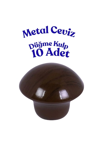 10 Adet Metal Yuvarlak Ahşap Desen Düğme Kulp - Çocuk Odası, Mutfak Dolap İçin Modern Çekmece Kulbu Ceviz Ceviz