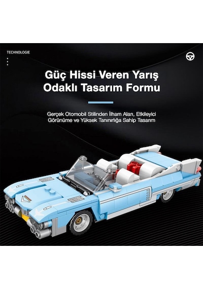 Reobrix Creator 809 Cadillac Eldorado Spor Araba Yaratıcı Yapı Blok Seti Building Blocks - 308 Parça