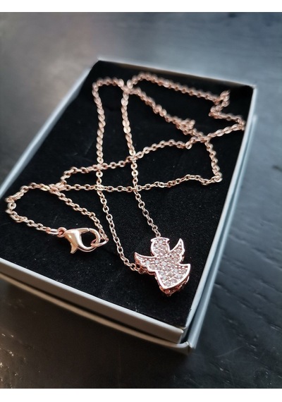 Ervanur Rose Kaplama Zirkon Taşlı Melek Kolye Rose