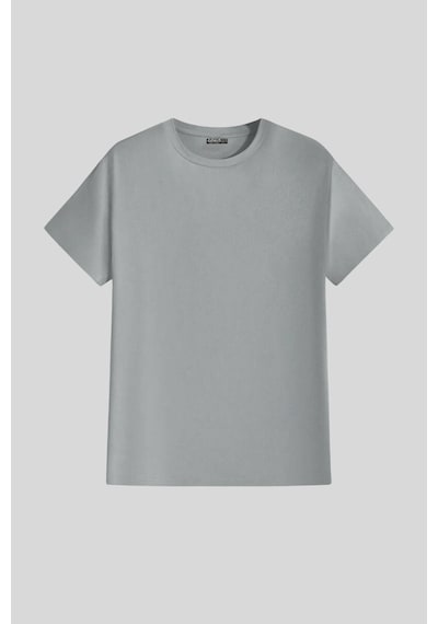 Genius Store Erkek %100 Pamuk Slim Fit Dar Kesim Bisiklet Yaka Basictişört Basıc-tshırt Gri