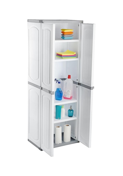 Omnipazar Clk-804 Plastik 4 Kapaklı Çok Amaçlı Banyo Dolabı Demonte Beyaz Beyaz