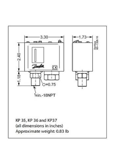 Danfoss 060-117166 Kp5 Ayarlanabilir Basınç Şalteri Presostat