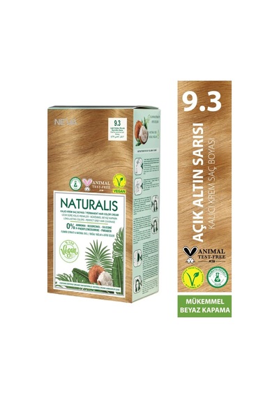 Nevacolor Naturalis Vegan Amonyaksız Açık Altın Sarısı 9.3 Kalıcı Krem Saç Boyası Seti