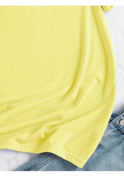 Love Cep Tavşan T-shirt - Sarı Baskılı Oversize Bisiklet Yaka Kısa Kol Tişört Sarı