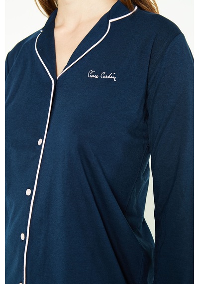 Pierre Cardin 7717 Gömlek Model Kadın Pijama Takım Lacivert