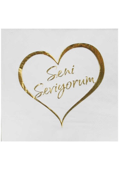 Peçete Varaklı Seni Seviyorum Altın Pk:16 +3