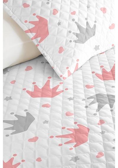 Evimde Bambaşka Pembe Taçlı Kız Çocuk Pike Takımı - Gri Yıldız Kalpli Bebek Odası Mevsimlik Yatak Örtüsü-160x220 CM Evimde Bambaşka Pembe Taçlı Kız Çocuk Pike Takımı - Gri Yıldız Kalpli Bebek Odası Mevsimlik Yatak Örtüsü-160x220 CM