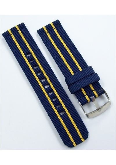 Kumaş Perlon Sarı Lacivert 20Mm Spor Saat Kordonu Kayışı Nato Fb