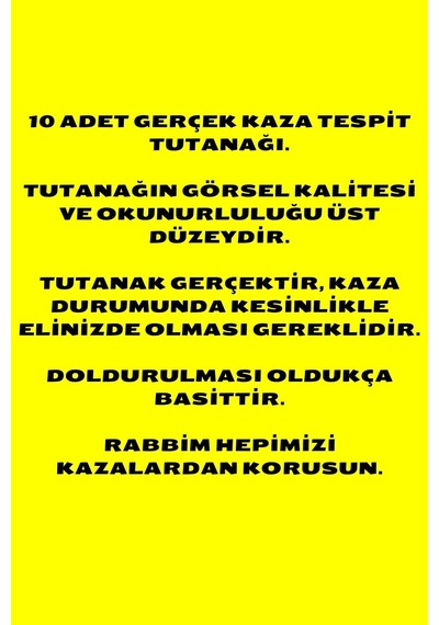 10 Adet Gerçek Kaza Tespit Tutanaği Yangın Tüpü