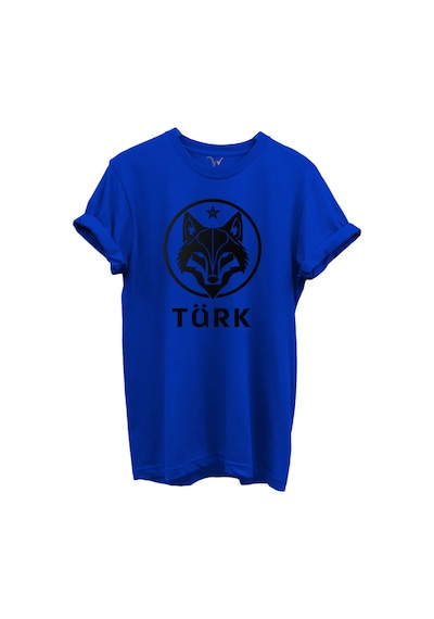 Kurt Ve Türk Özel Koleksiyon Serisi-2 Tasarım Baskılı %100 Pamuk T-shirt Mavi