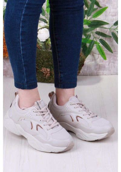 Fort 2107 Lmb Rahat Hafif Kalın Taban Sneaker Kadın Spor Ayakkabı Kum