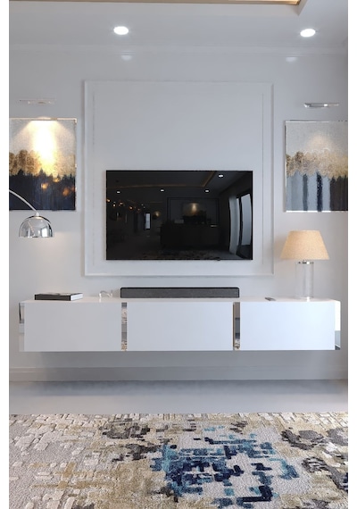 Karnaval Duvara Monte Tv Ünitesi - Sdm-1001-1 Beyaz Gold