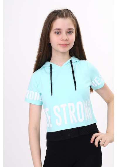 Toontoy Kids Toontoy Kız Çocuk Be Strong Baskılı Kapüşonlu Tişört Su Yeşili
