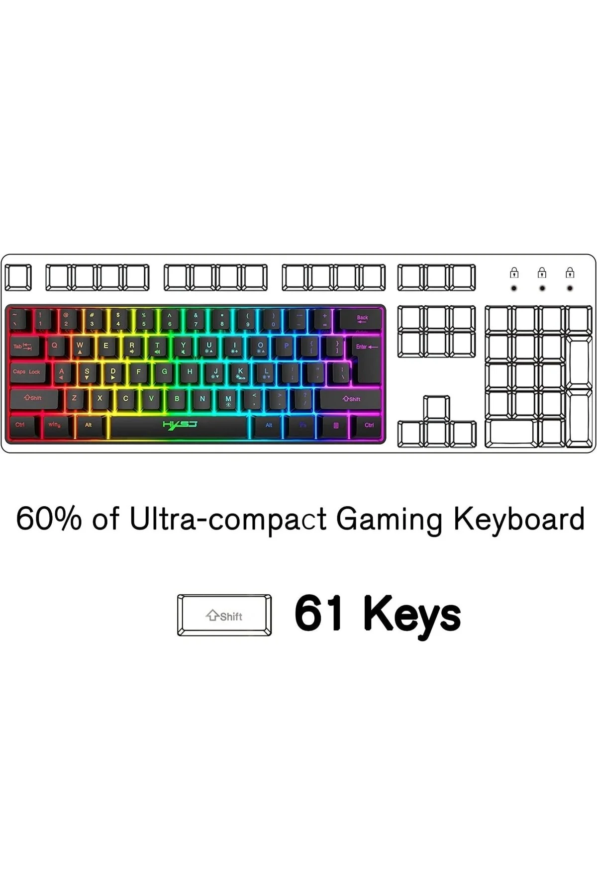 Trol Mekanik Switch Mini Rgb Oyun Klavyesi Gaming Mekanik 62 Tuşlu 18 Rgb Led Usb Type-c Kablo