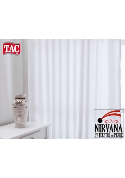 Taç Atlas Saten Lüx Beyaz-Krem Seçenekli Güneşlik Perde Beyaz